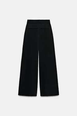 ZARA БРЮКИ-ПАЛАЦЦО С ЗОЛОТИСТОЙ ПУГОВИЦЕЙ, ЧЕРНЫЙ