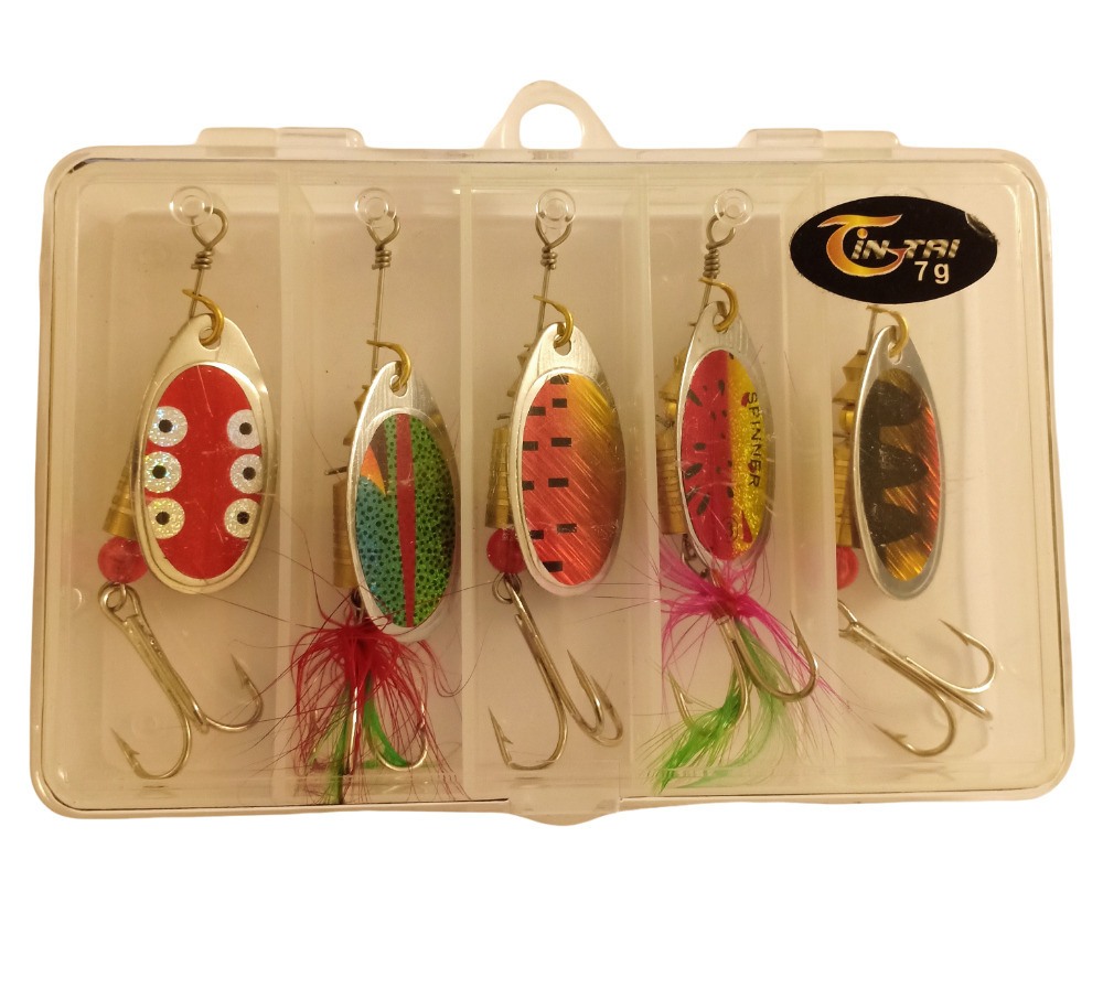 Набор блесен вращающихся JIN TAI 5 шт вес: 7 гр в кейсе