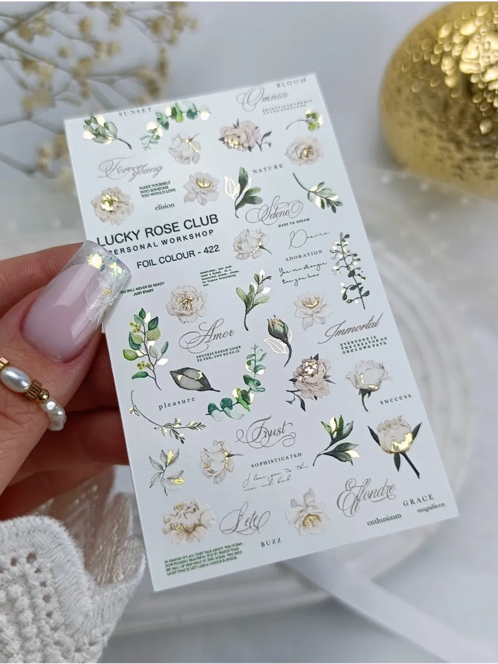 Lucky Rose Слайдеры наклейки для длинных ногтей 422