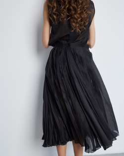 Юбка со складками из хлопка и шелка черный