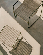 Кресло Maurina из оцинкованной стали зеленого цвета и серой веревки