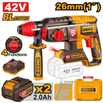Аккумуляторный бесщеточный перфоратор SDS-Plus INGCO CRHLI422682 INDUSTRIAL 42 В 2,5 Дж 2х2Ач