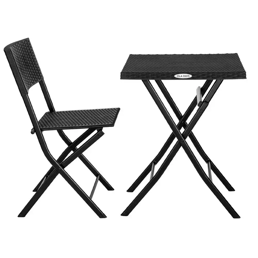 Набор складной садовой мебели RATTAN OLA DOM антрацит стол:580х715,стул:535х445х820