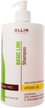 OLLIN BASIC LINE Шампунь для сияния и блеска с аргановым маслом 750мл/ Argan Oil Shine & Brilliance