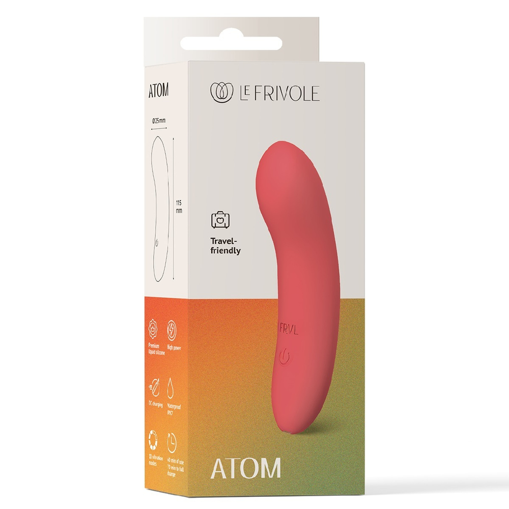 Минивибратор перезаряжаемый Atom коралловый 11,5 см