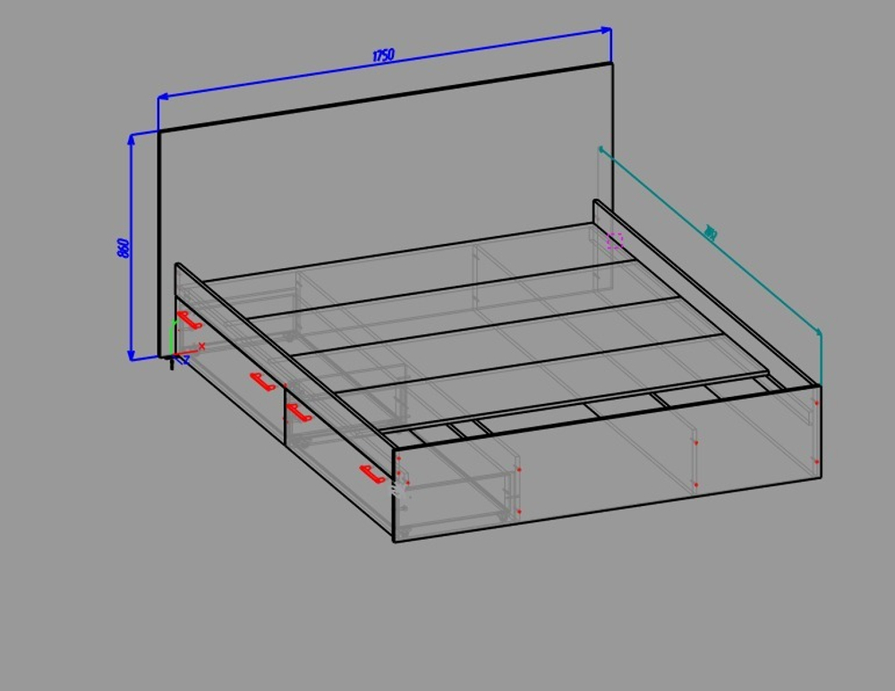Кровать с ящиками Л1600 Лотос