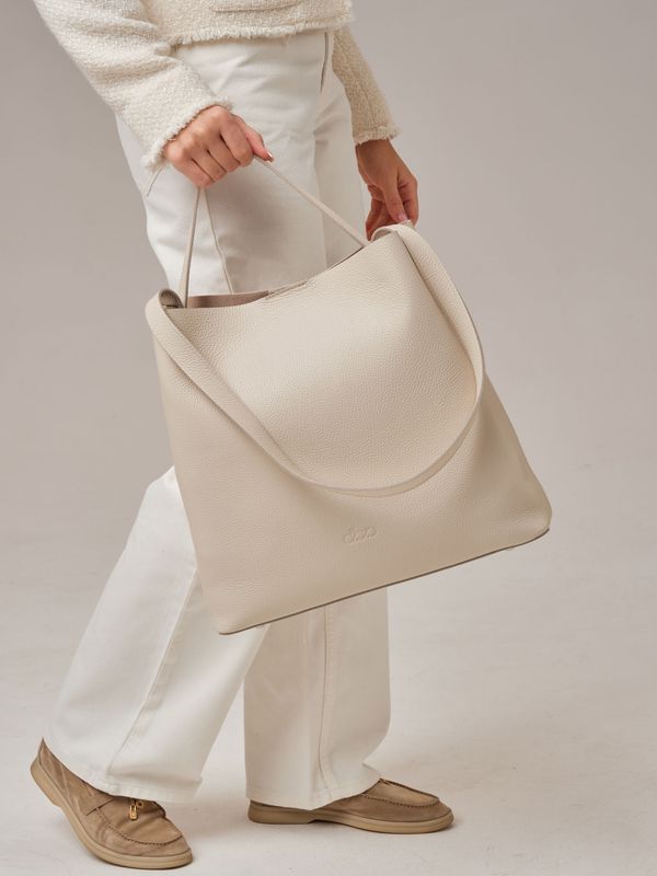 Кожаная сумка шоппер Olga DBR 30948 светлый крем