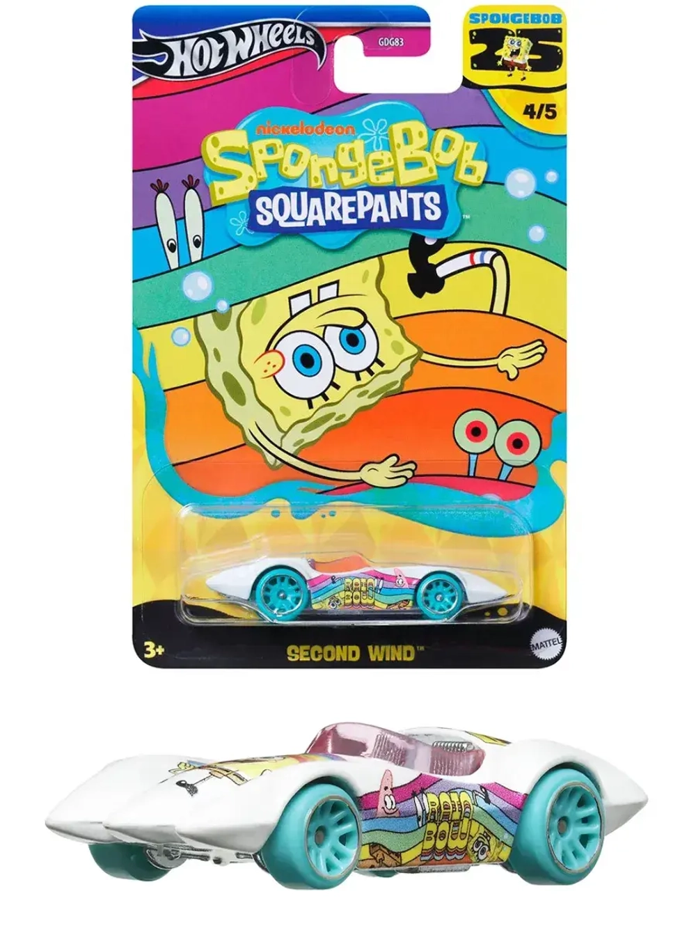 Машинка Хот Вилс Spongebob Second Wind GDG83 HRV55