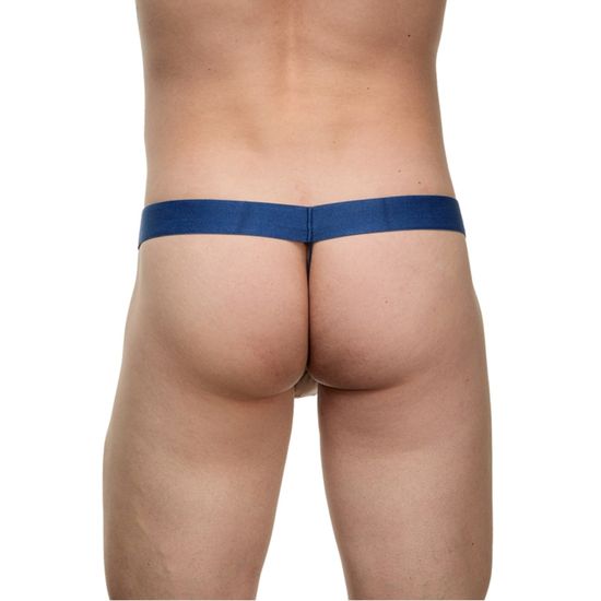 Мужские трусы стринги белые с синей резинкой LaBlinque LB15764