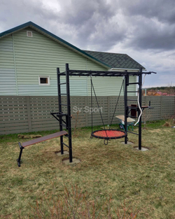 Монтаж уличной шведской стенки Sv Sport Рукоход (4 вертикальных столба)