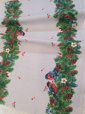 Рогожка 100% хлопок 50см "Снегири" дорожка