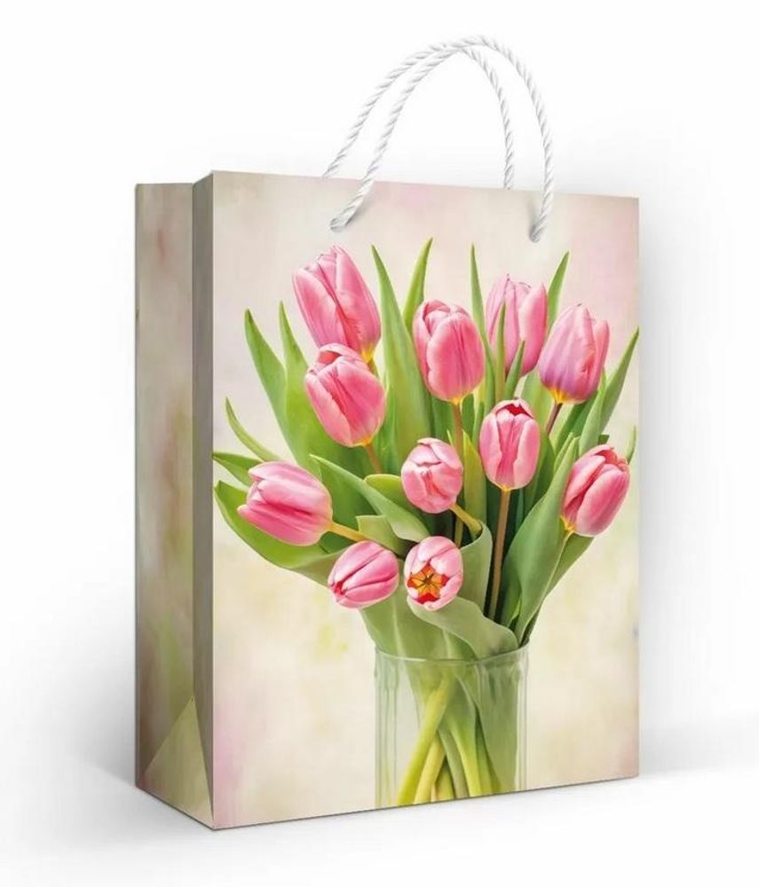 Пакет подарочный "Тюльпаны в вазе"(ГК Горчаков)