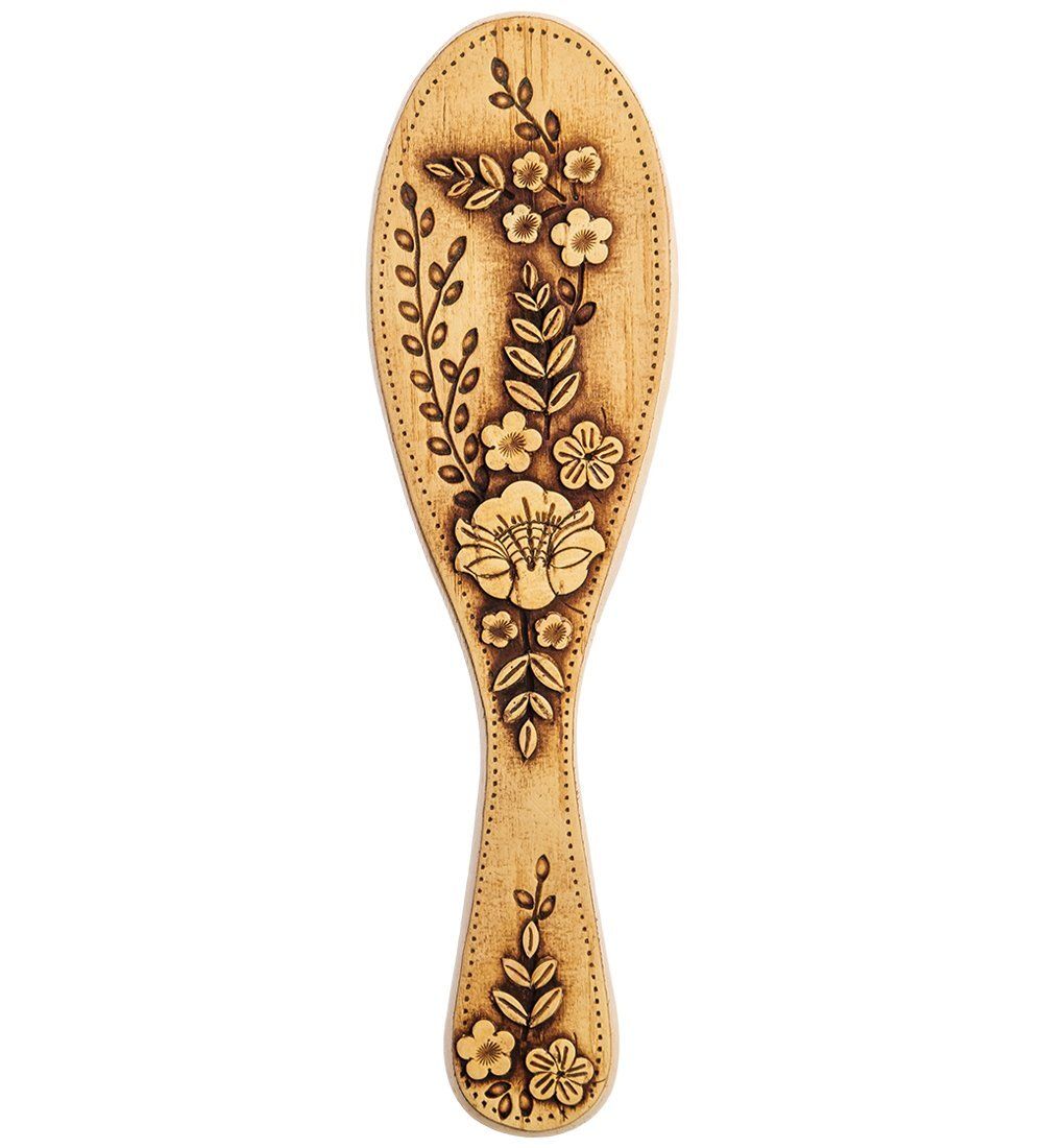 Народные промыслы BST-327/4 Массажная расческа деревянная «Полевые цветы» (береста)