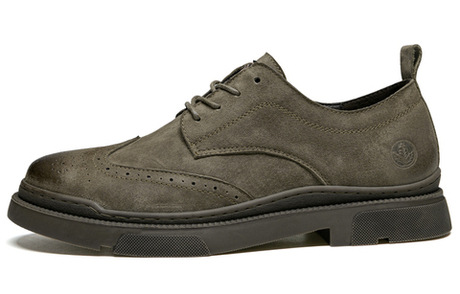 LEAVELAND Casual Leather Shoes Men"s Low top Khaki/Gray