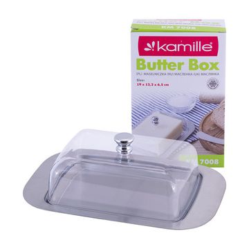 Масленка из нержавеющей стали с пластиковой крышкой Kamille KM 7008