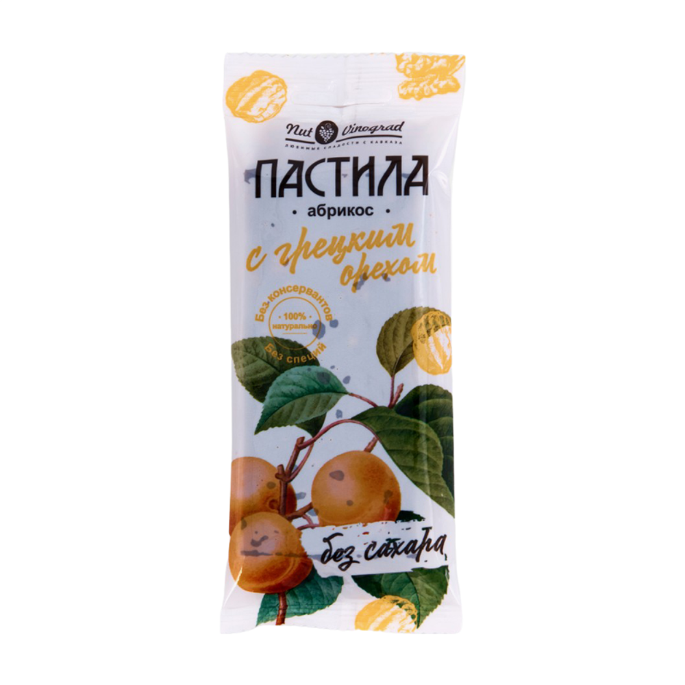 Пастила Фруктовая Абрикос с Грецким Орехом Без Сахара 50г (Nut Vinograd)