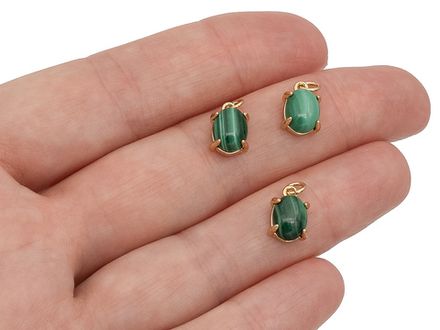 Подвеска овальная-мини, малахит, 10мм