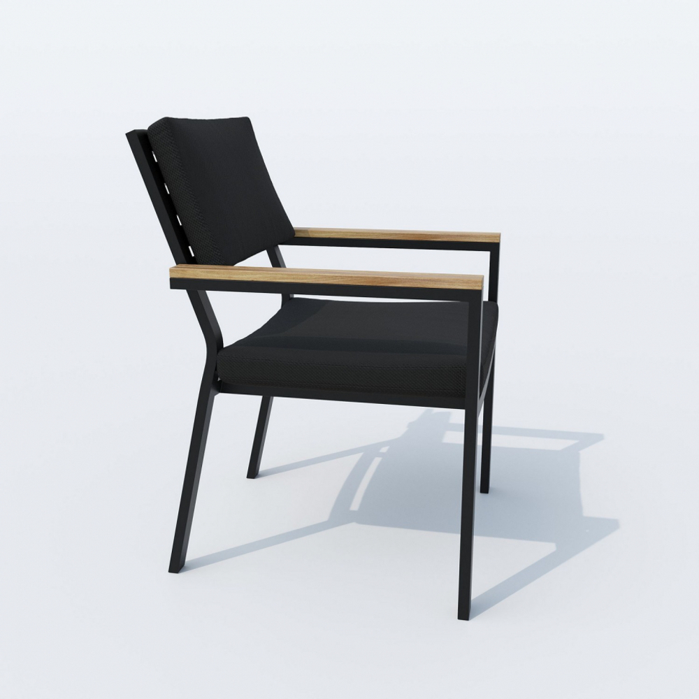 Обеденная группа Ideal Patio КАНА  БОНТА  каркас карбон, стол стекло 220, ткань черная