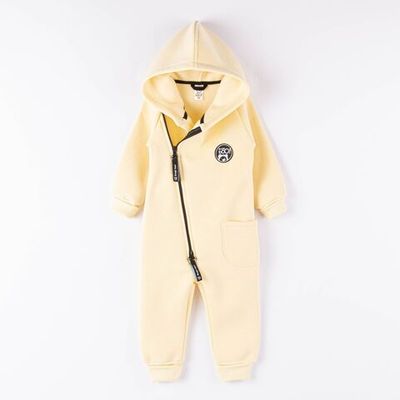 Warm hooded diagonal jumpsuit with flap - Daffodil