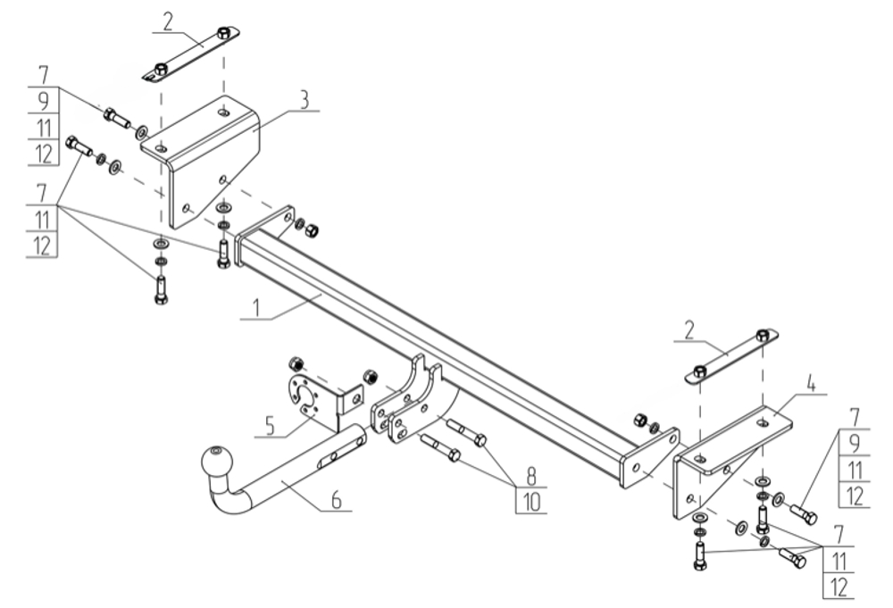 Фаркоп для Changan UNI-V 2022- условно-съемное крепление шара, CG 03