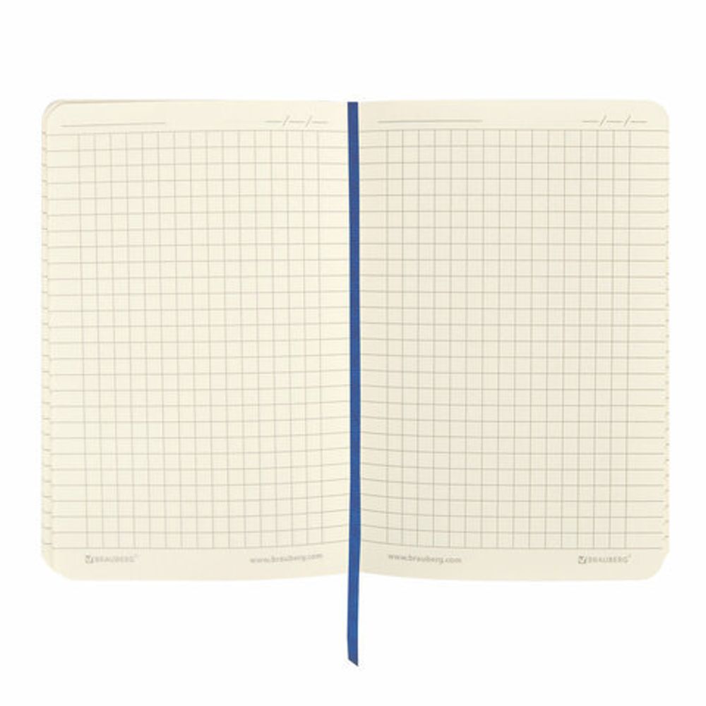 Блокнот в клетку с резинкой МАЛЫЙ ФОРМАТ А6 (100x150 мм), 80 л., под кожу синий BRAUBERG "Metropolis Ultra", 111025