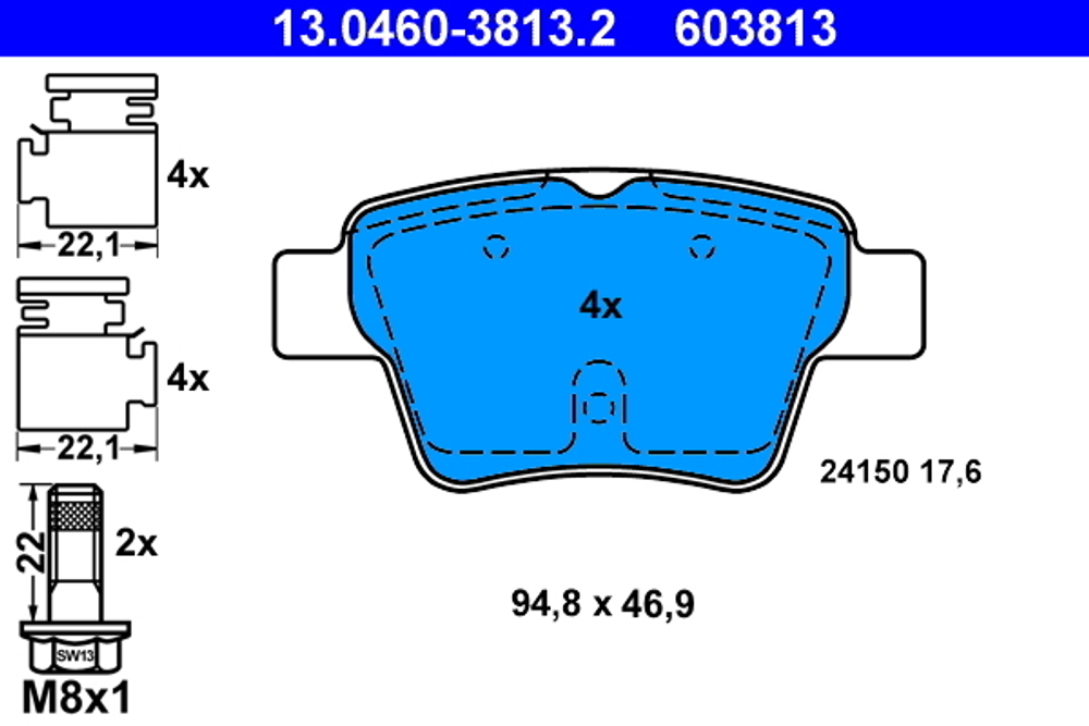 ATE - 13046038132-ATE - Brake Pad Set, disc brake