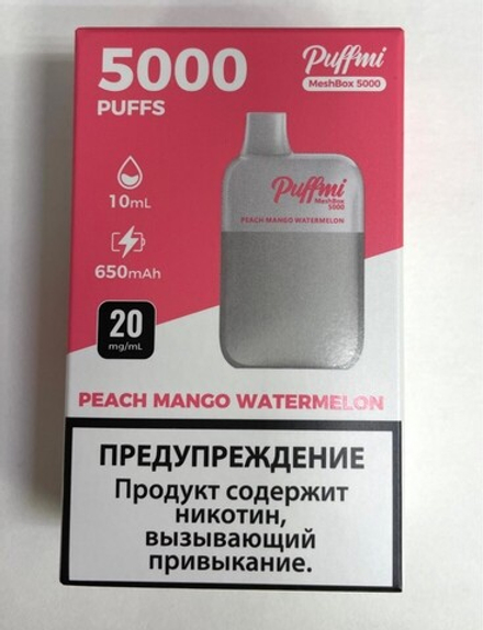 Puffmi Meshbox Peach mango watermelon (Персик-манго-арбуз) 5000 затяжек 20мг Hard (2% Hard)