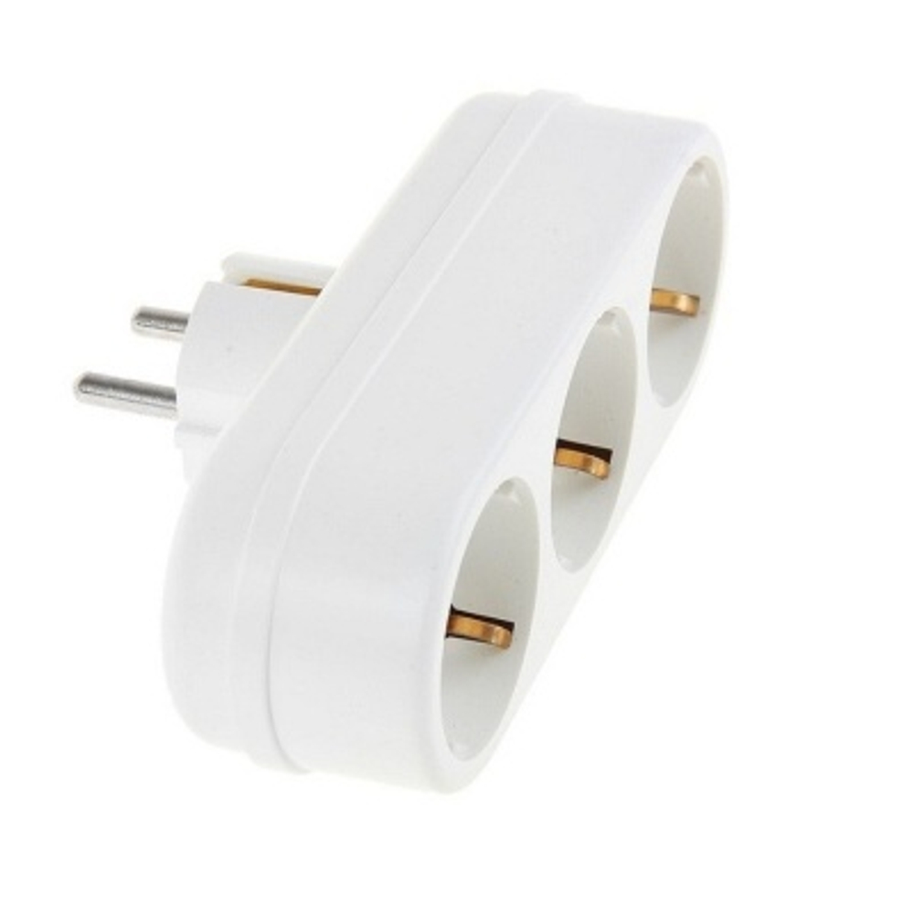 Тройник линейный с з/з контактами TOKER 3L3 16А белый