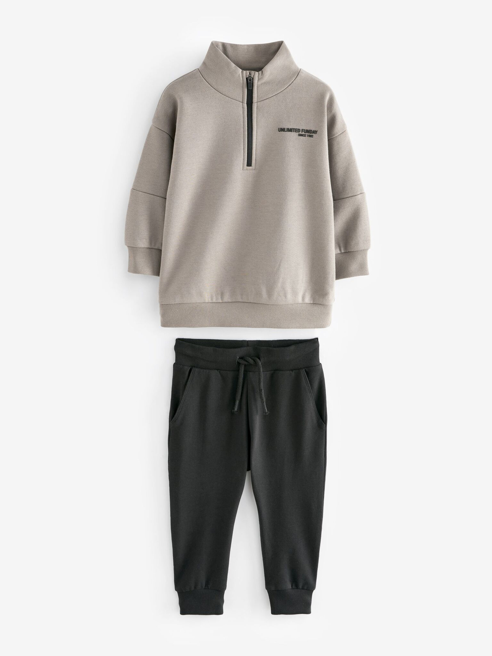Толстовка с молнией и джоггеры в комплекте для мальчика Next N96-312, Серый, Черный