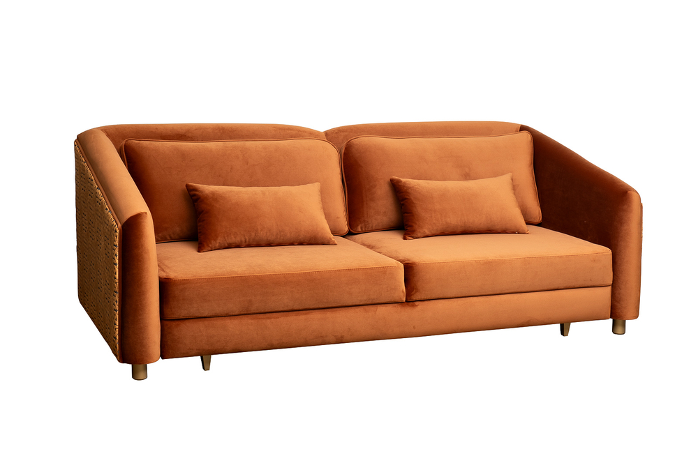 Диван Garda Decor Треви (Trevi) 230М(К) трехм раскл с кантом оранж Pad32+Lattice ORANG 232*103*88 см