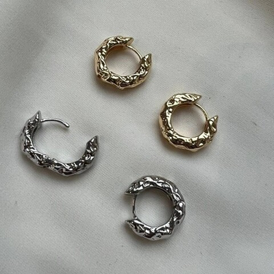 6755-з Швензы-конго круглые толстые "Мятый металл" 15 мм, позолота