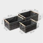 Набор корзин для хранения ручного плетения, бумага, 3 шт: от 30х20х16 до 40х30х20 см