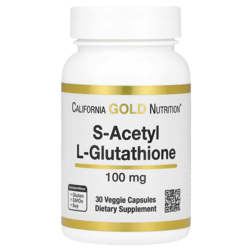 California Gold Nutrition, S-ацетил-L-глутатион, 100 мг, 30 растительных капсул