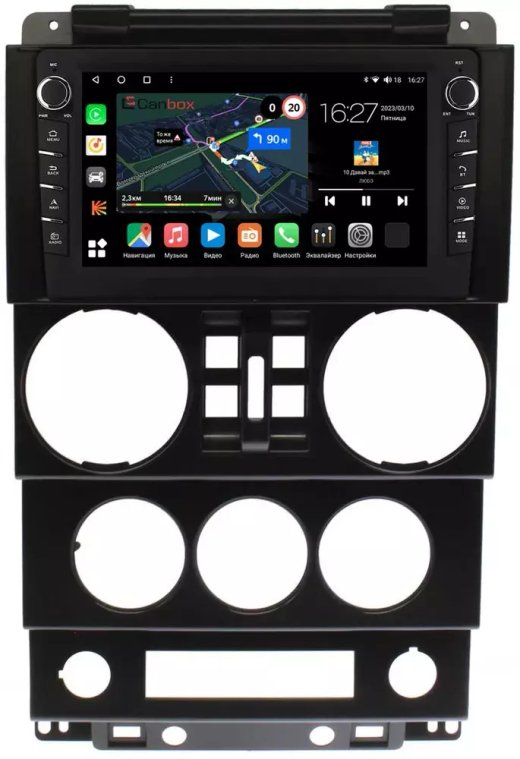 Магнитола для Jeep Wrangler 3 2006-2010 (4 двери) - Canbox 9-023 Android 10, 8-ядер, 2Гб+32Гб, 4G SIM-слот