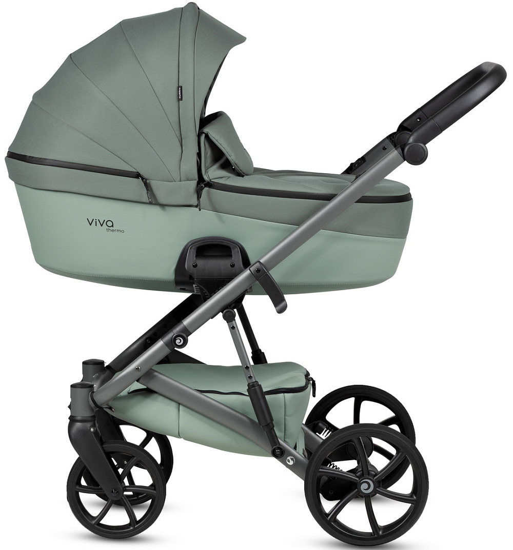Детская коляска Tutis Viva 6 Plus Essential 4 в 1 с автокреслом Elo Lux EduSky Black и базой 1612039 Sage