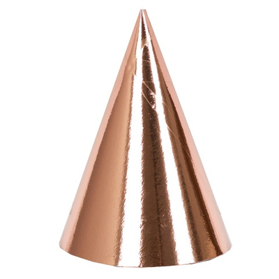Колпаки фольгированные в цвете розовое золото, 6 шт