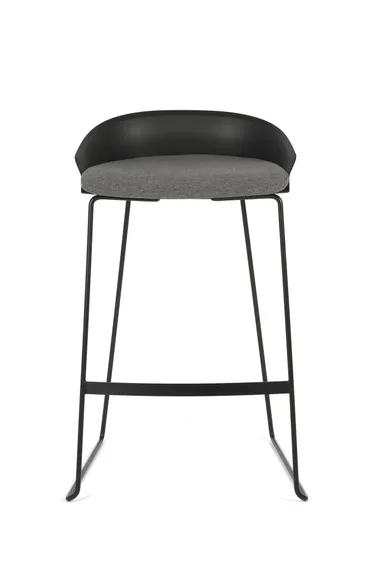 Барный стул Wally 76 см, черный с серым сиденьем