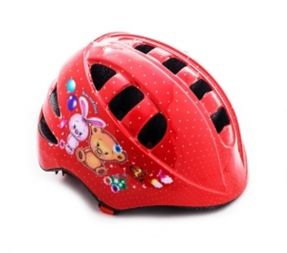 Шлем детский с регулировкой,  размер M(52-56см), красный, инд.уп. Vinca Sport VSH 8 bear and hare (M