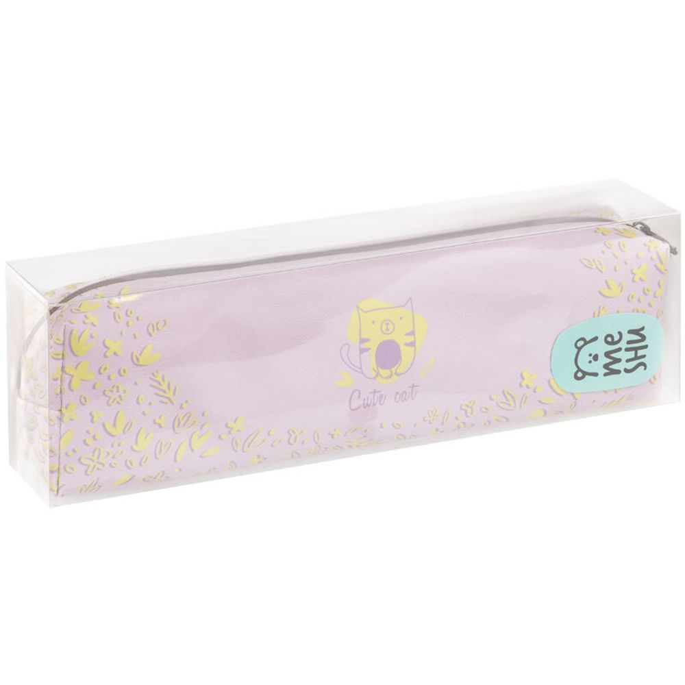 Пенал мягкий, 200*55*40 MESHU "Cute cat", искусственная кожа