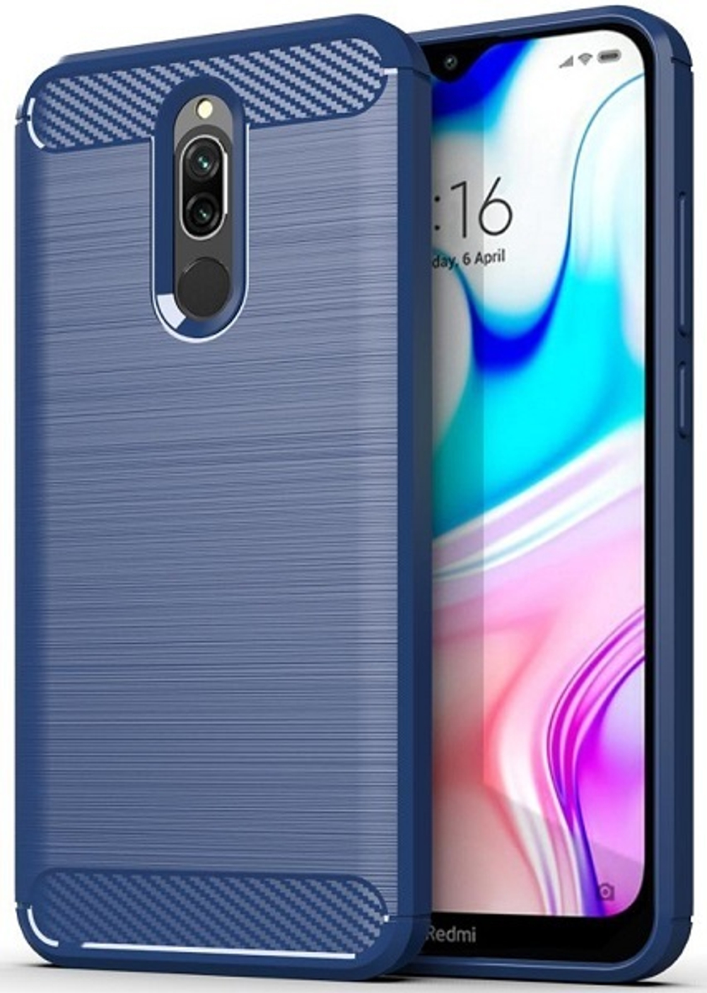 Чехол для Xiaomi Redmi 8 цвет Blue (синий), серия Carbon от Caseport