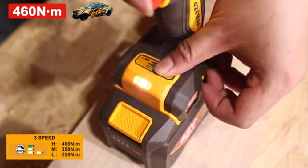 Аккумуляторный бесщёточный ударный гайковёрт INGCO CIWLI42461 INDUSTRIAL 42 В 1/2" 460 Нм