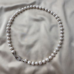 Жемчужное колье классика, натуральный речной жемчуг