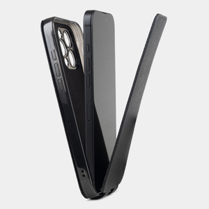 Чехол iPhone 16 Pro Max натуральная кожа сафьяно, черного цвета