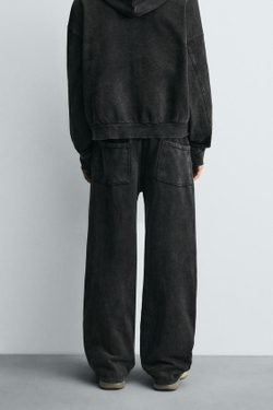 ZARA ДЖОГГЕРЫ WIDE-LEG С ЭФФЕКТОМ ПОТЕРТОСТИ, ТЕМНО-СЕРЫЙ