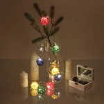 Гирлянда для дома 2м 10 ламп LED с насадками ШАР ПЛЕТЕНЫЙ ЦВЕТНОЙ d-5 см, прозрач.провод, IP-20 Теплый белый