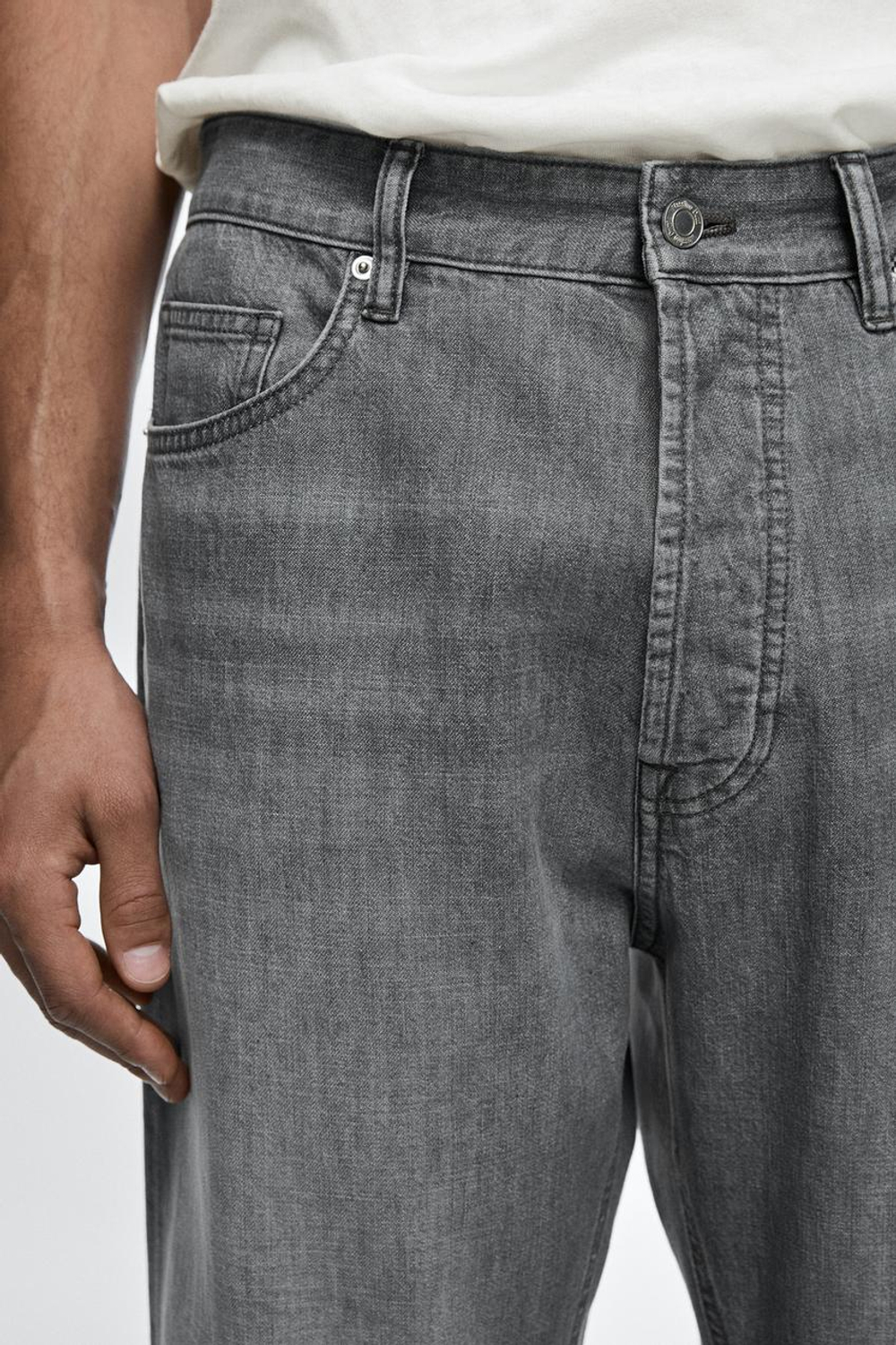 Massimo Dutti Легкие джинсы прямого кроя, серый меланж