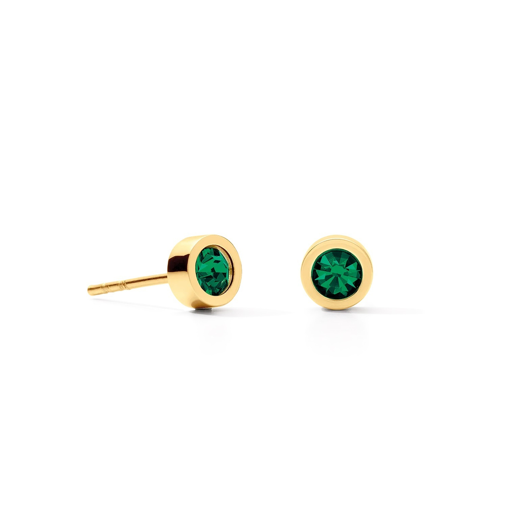 Серьги-пусеты Coeur de Lion Dark Green-Gold 0227/21-0549