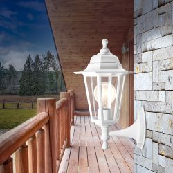 Садово-парковый светильник ЭРА НБУ 06-60-001 белый 6 гранный настенный IP44 Е27 max60Вт