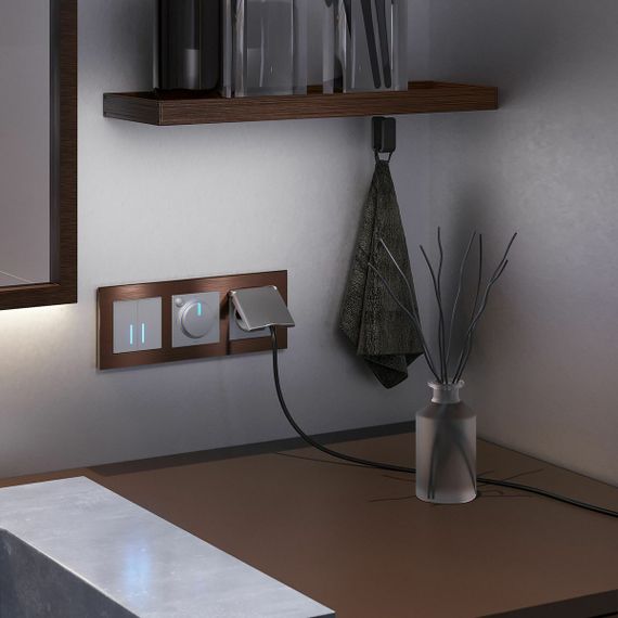 Сенсорный выключатель двухклавишный Werkel с подсветкой серебряный W4520006 4690389179563