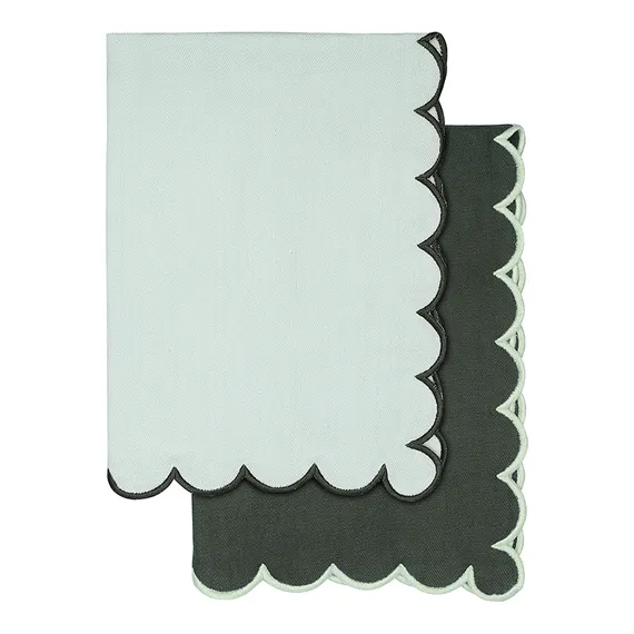 Набор кухонных полотенец с контрастным кантом зеленого цвета из коллекции trendy ruffles, 50х70 см